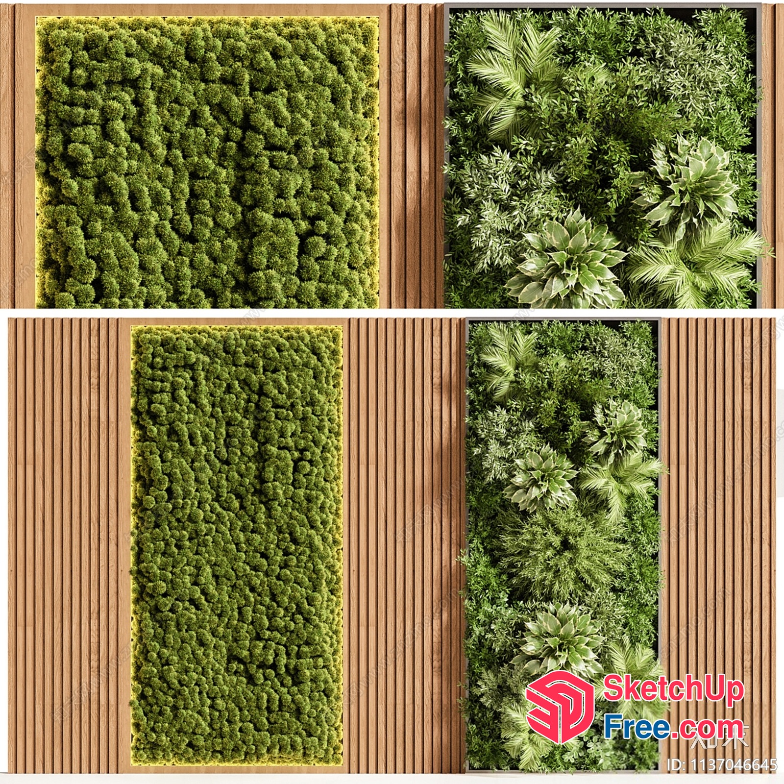 Green Wall Decor With Various Plants 3D SketchUp File