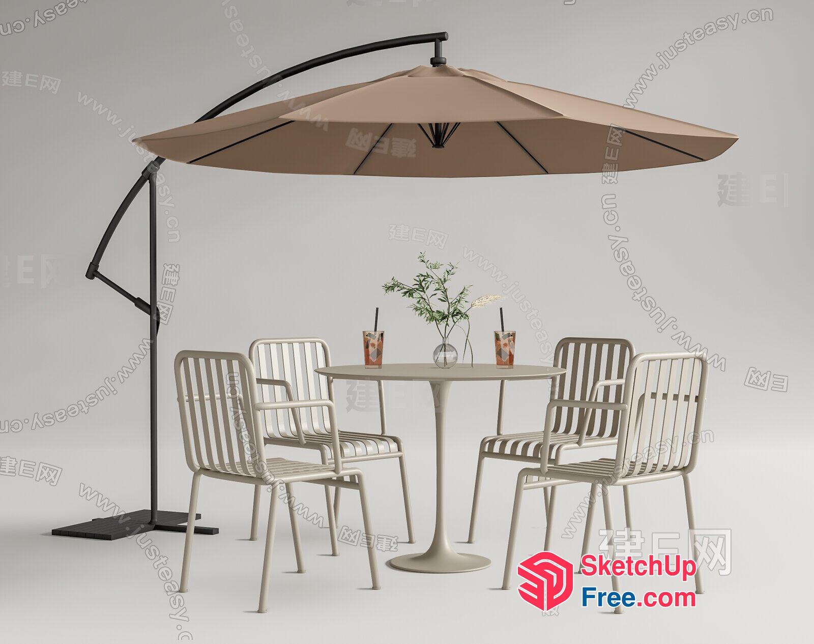 Outdoor Patio Furniture Set With Umbrella 3D SketchUp File