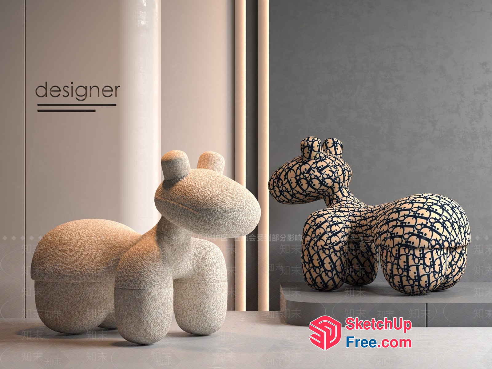 Modern Abstract Animal Sculptures 3D SketchUp File