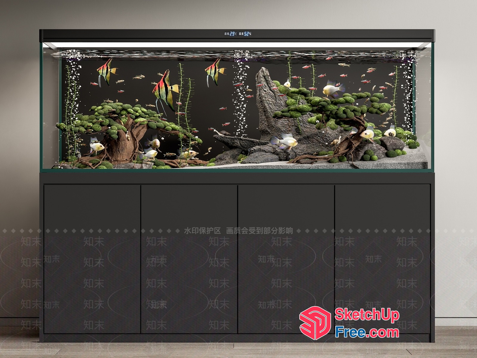 Colorful Fish And Plant Aquarium 3D SketchUp File