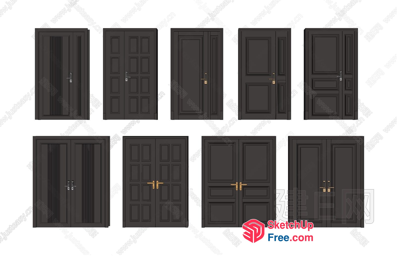 A Variety Of Black Doors 3D SketchUp File