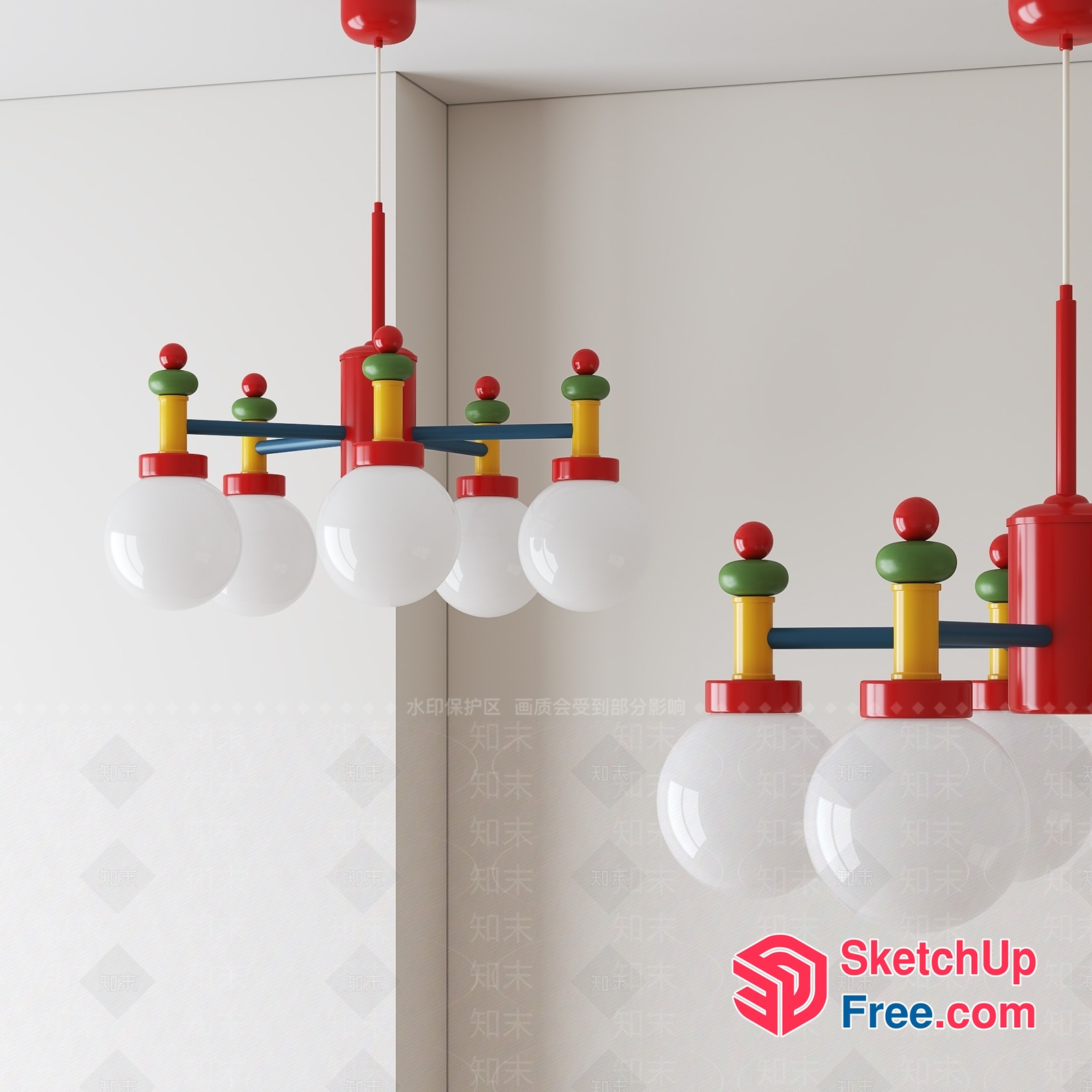 Colorful Ceiling Light Fixture With Unique Design 3D SketchUp File