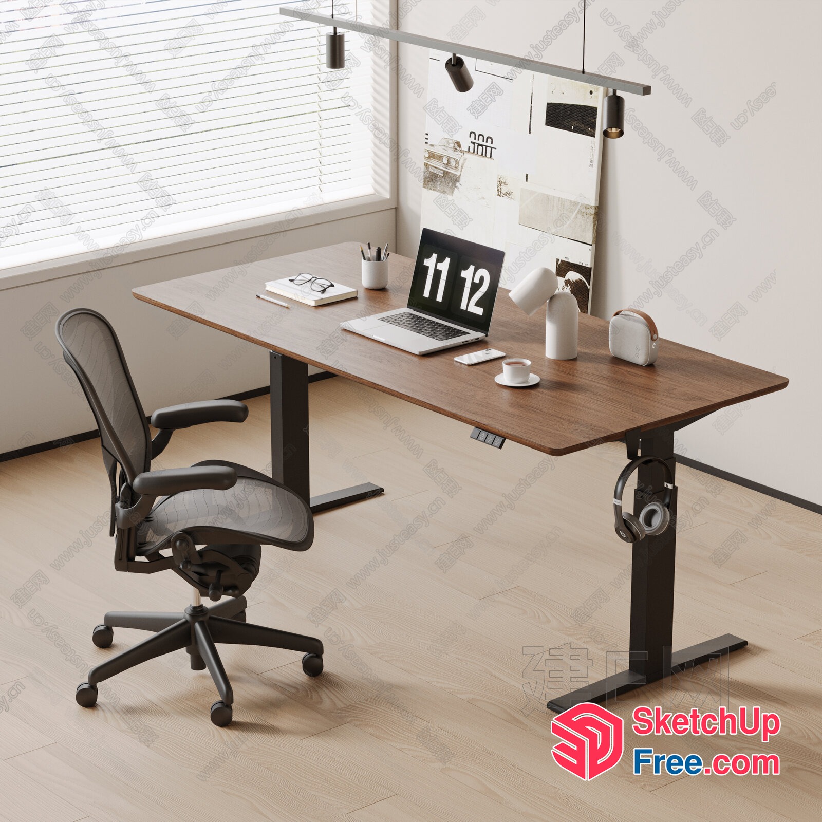 Minimalist Office Workspace With Natural Light 3D SketchUp File