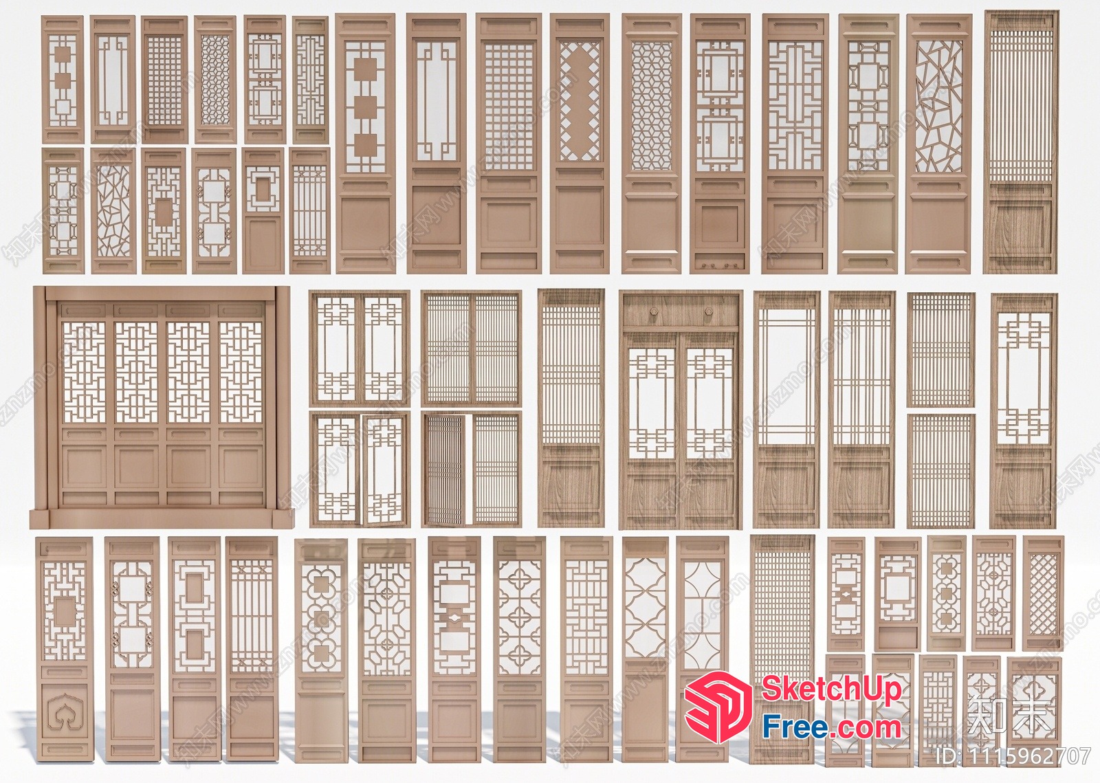 Asian-Inspired Decorative Doorways 3D SketchUp File