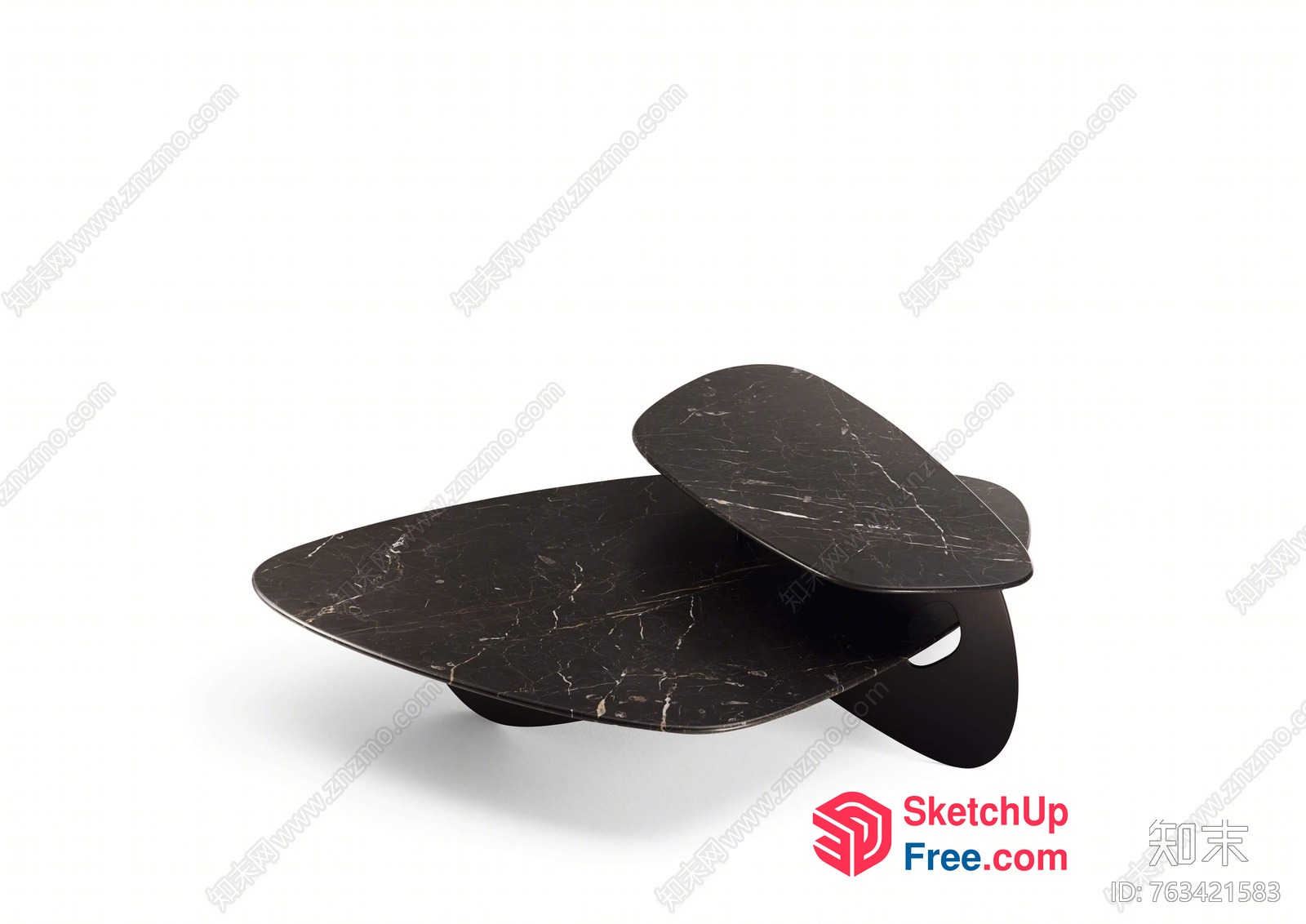 Elegant Black Marble Coffee Table With Unique Design 3D SketchUp File