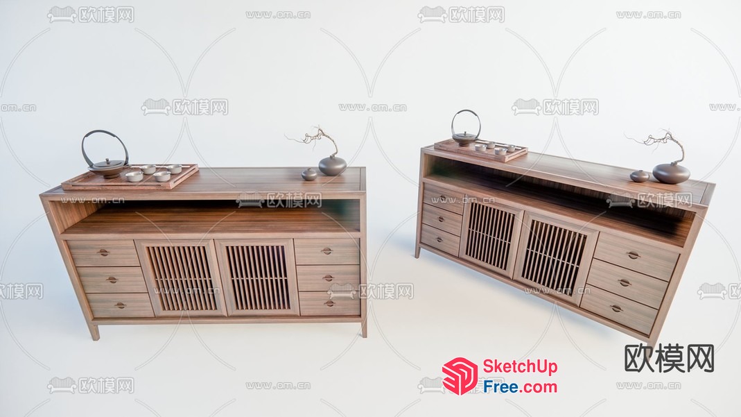 Modern Minimalist Wooden Furniture Collection 3D SketchUp File