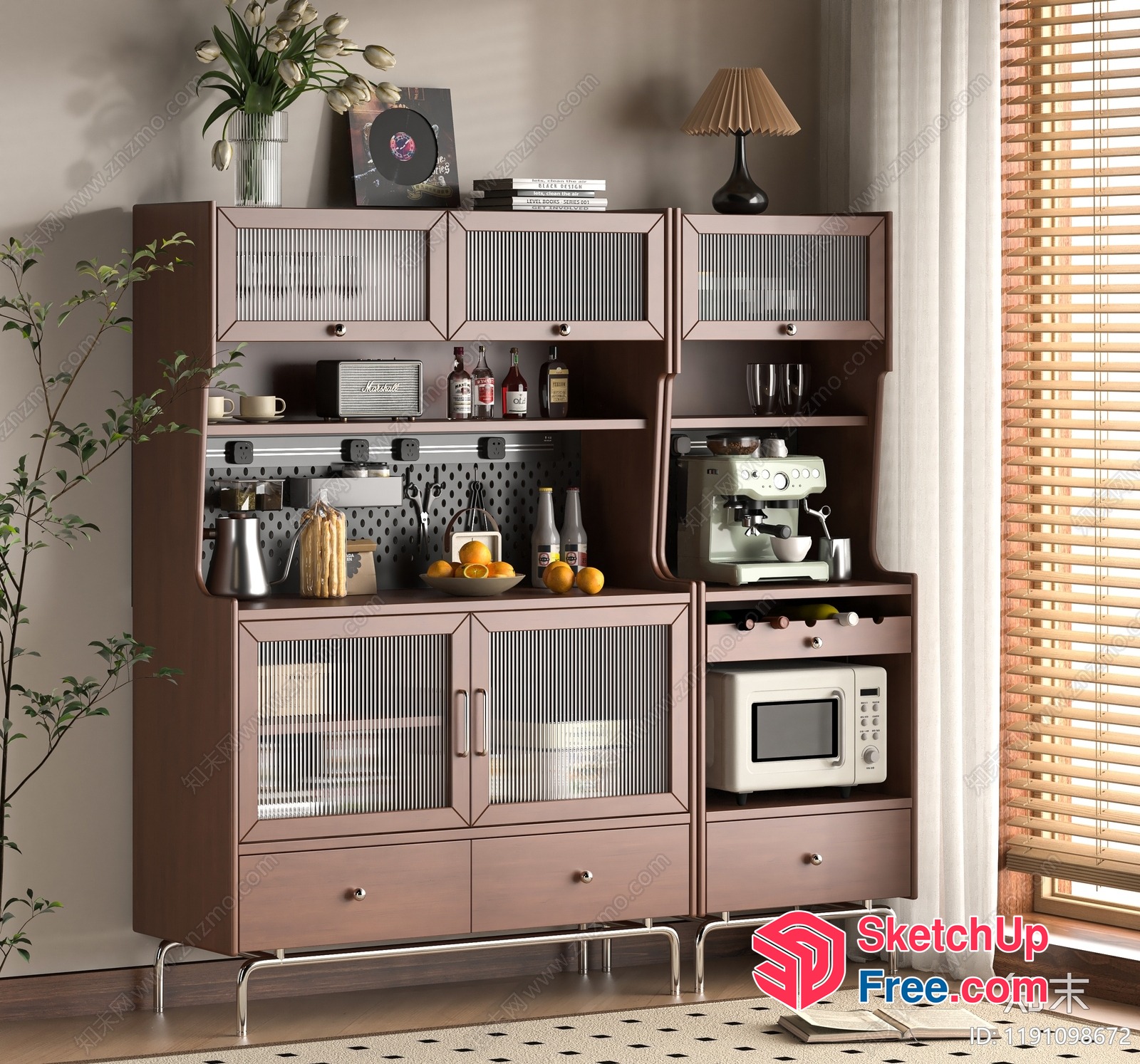 Modern Kitchen Cabinet With Built-In Appliances 3D SketchUp File