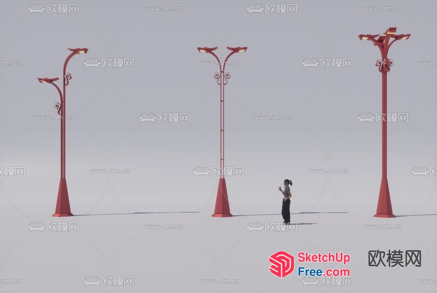 Street Lighting Designs For Commercial Streets 3D SketchUp File