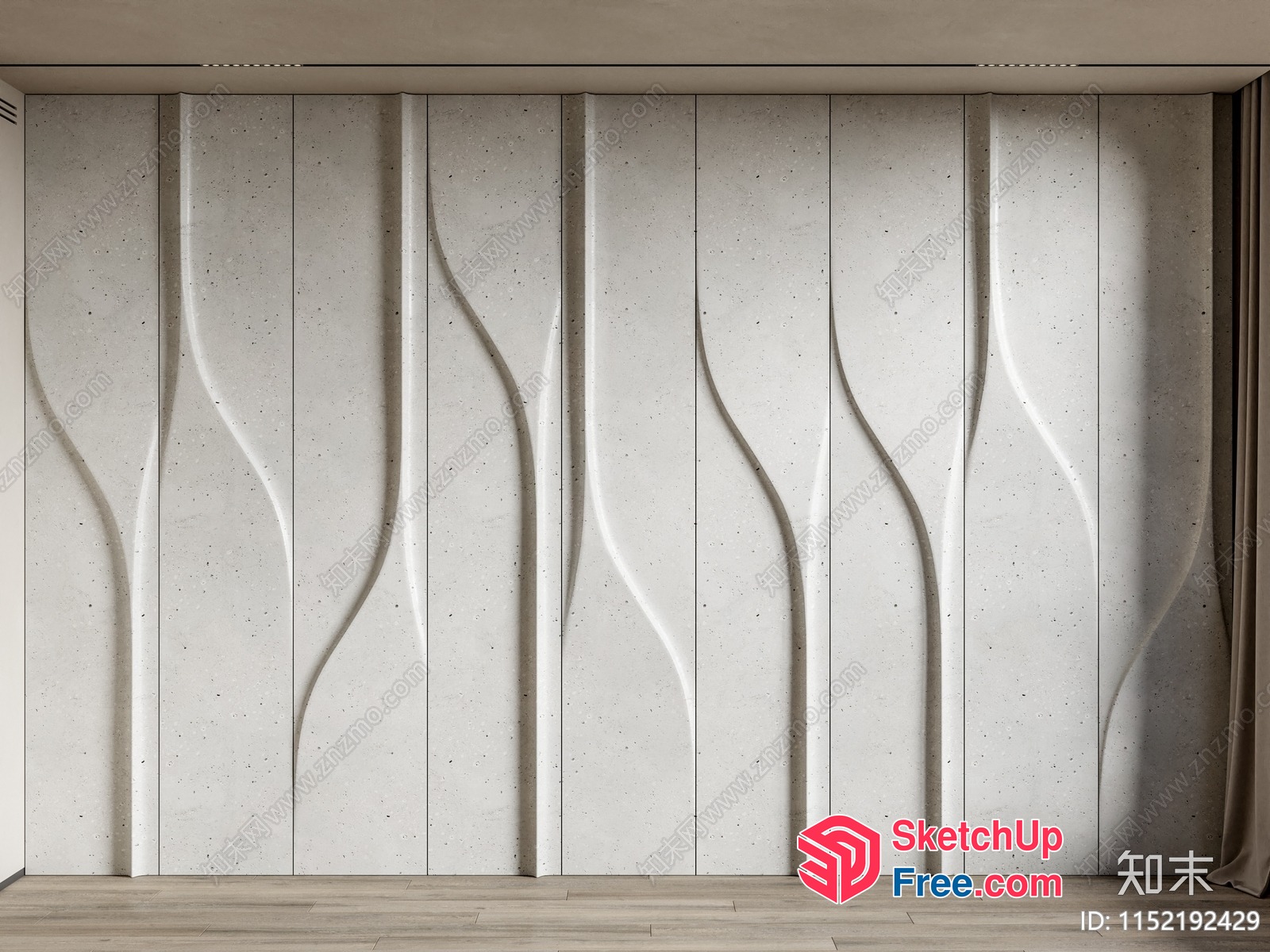 Modern Minimalist Japanese Style Decorative Wall 3D SketchUp File