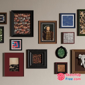 Eclectic Collection Of Framed Artwork On Neutral Wall 3D SketchUp File