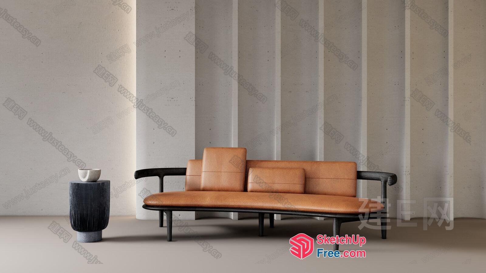 Modern Minimalist Living Room Sofa With Pillar 3D SketchUp File