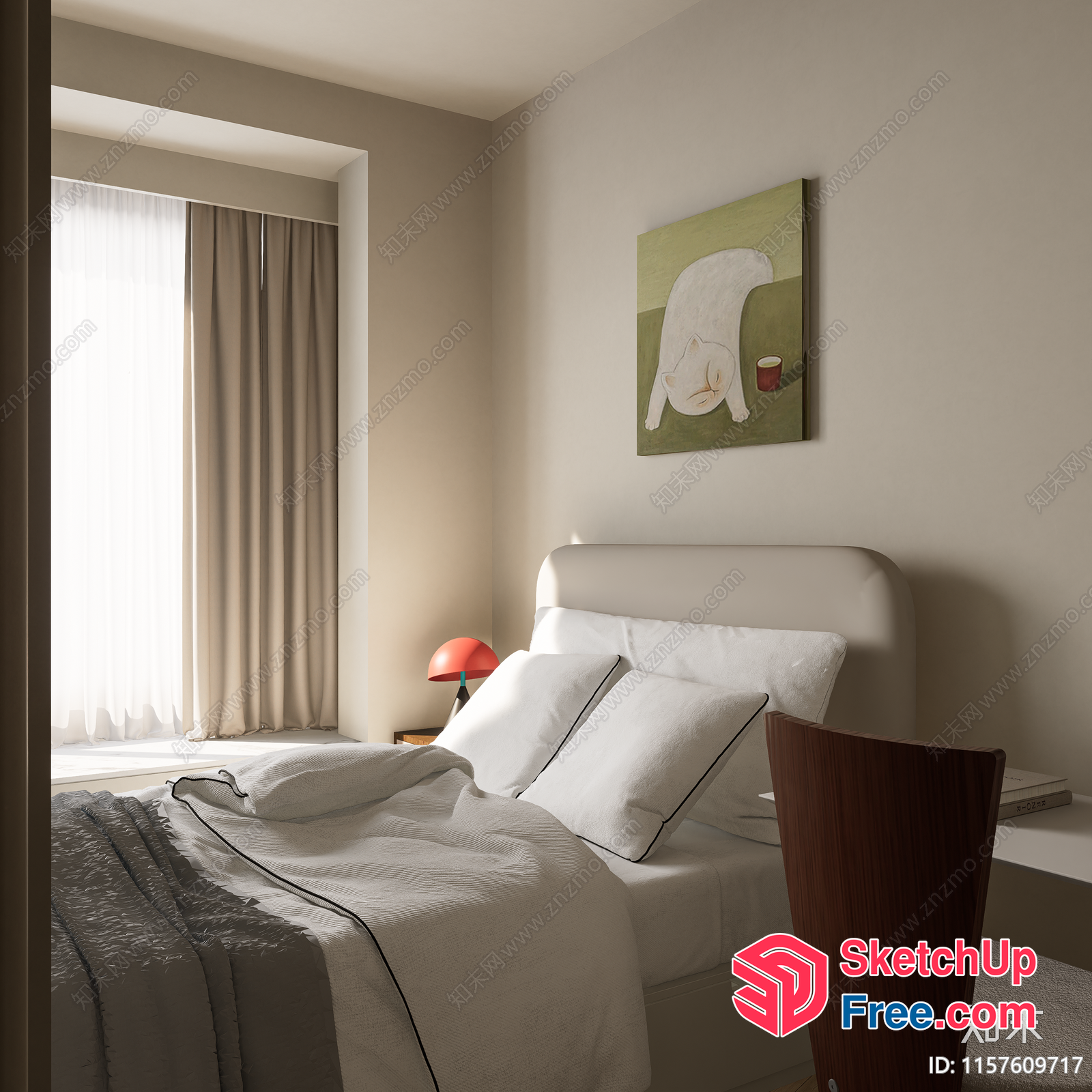 Cozy Modern Bedroom Interior 3D SketchUp File