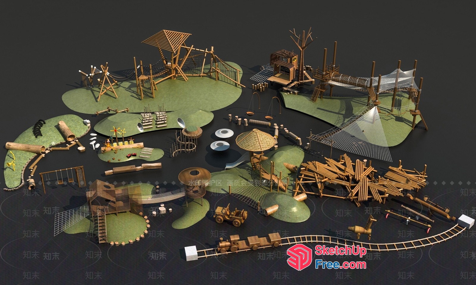 3D Rendering Of A Playground With Various Play Equipment 3D SketchUp File