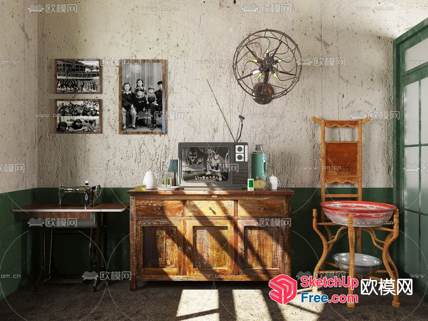 Vintage Industrial Style Homestay Interior 3D SketchUp File