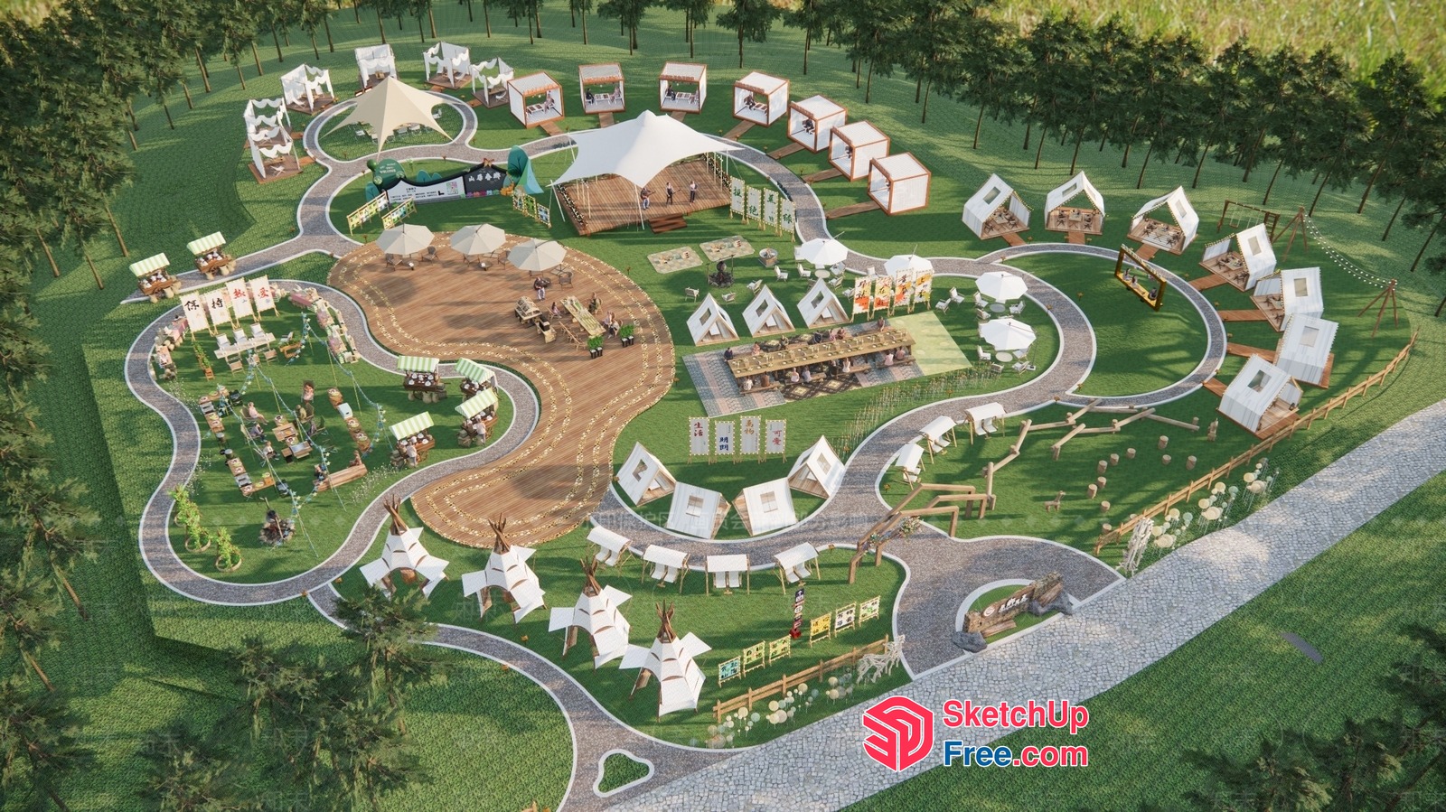 3D Rendering Of A Vibrant Outdoor Event Space 3D SketchUp File