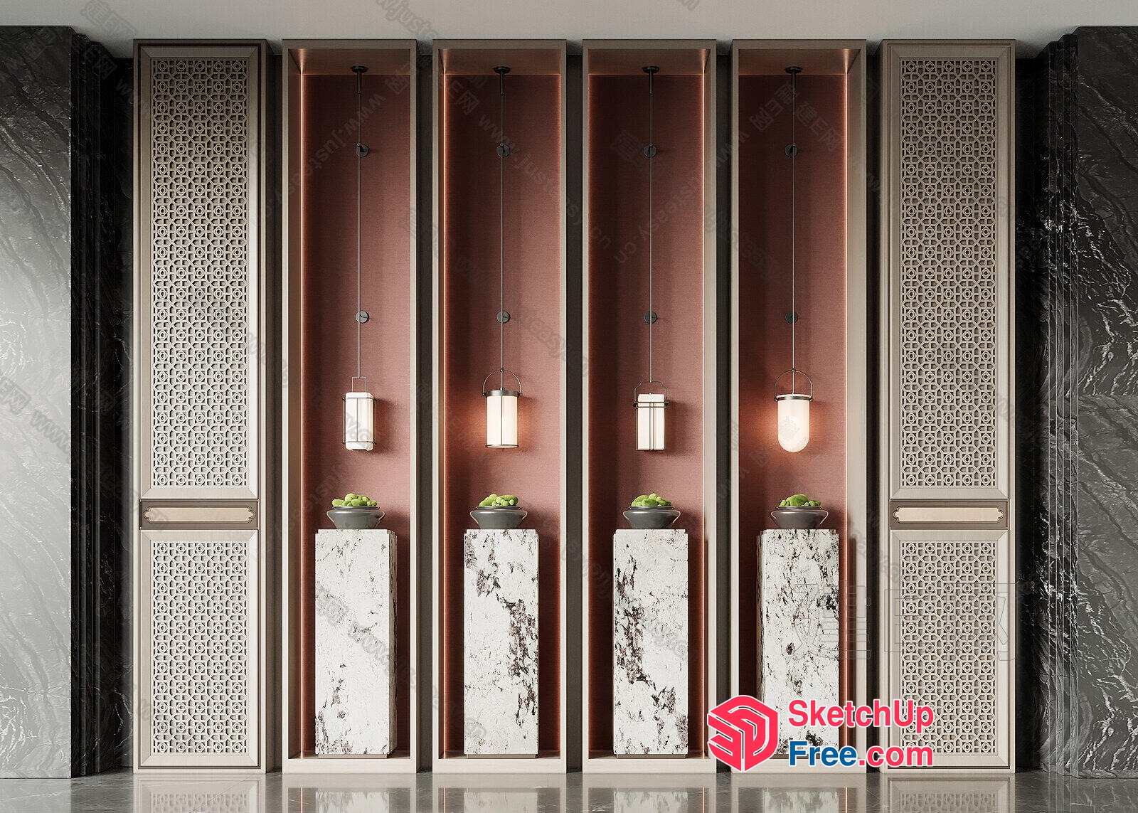 Luxurious Marble And Rose Gold Decor 3D SketchUp File