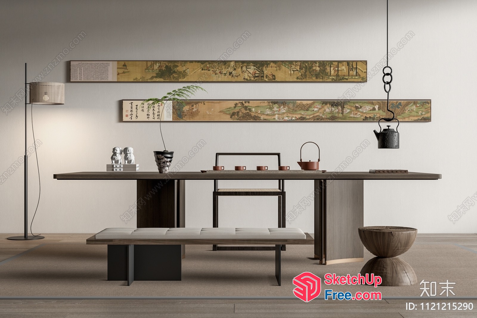 Modern Asian-Inspired Dining Room 3D SketchUp File