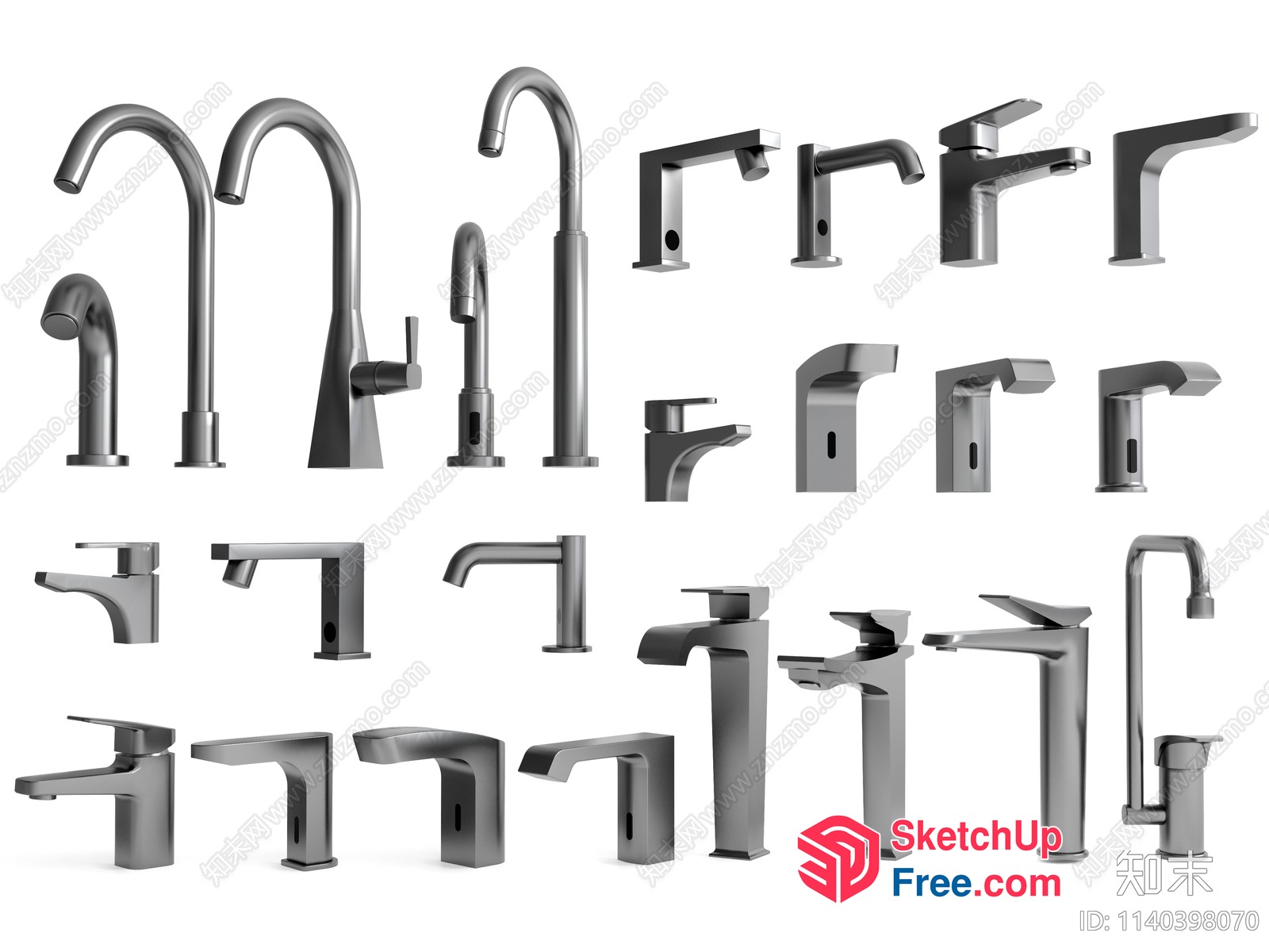 Silver Faucet Set Collection 3D SketchUp File