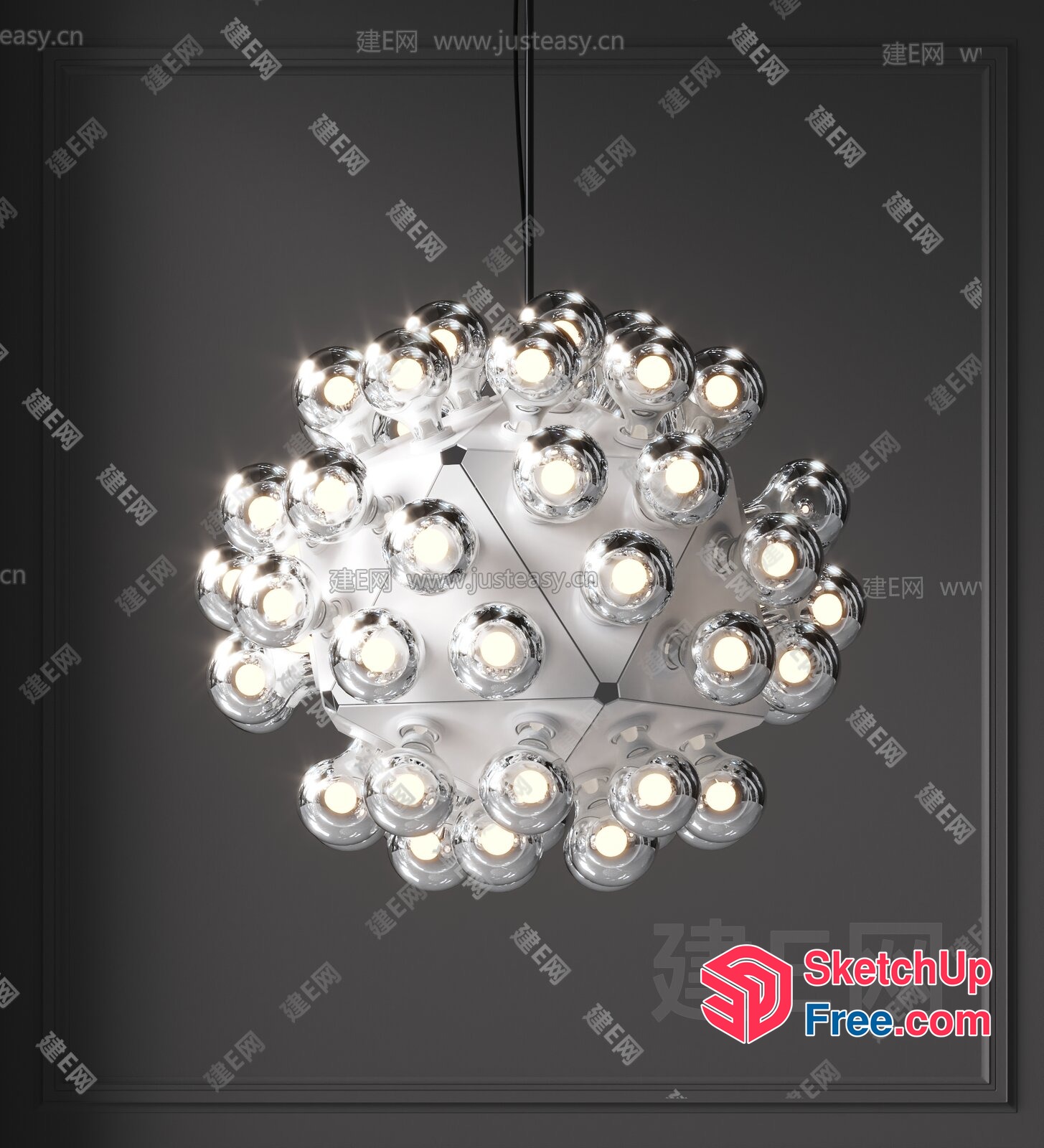 Glass Ball Cluster Chandelier 3D SketchUp File
