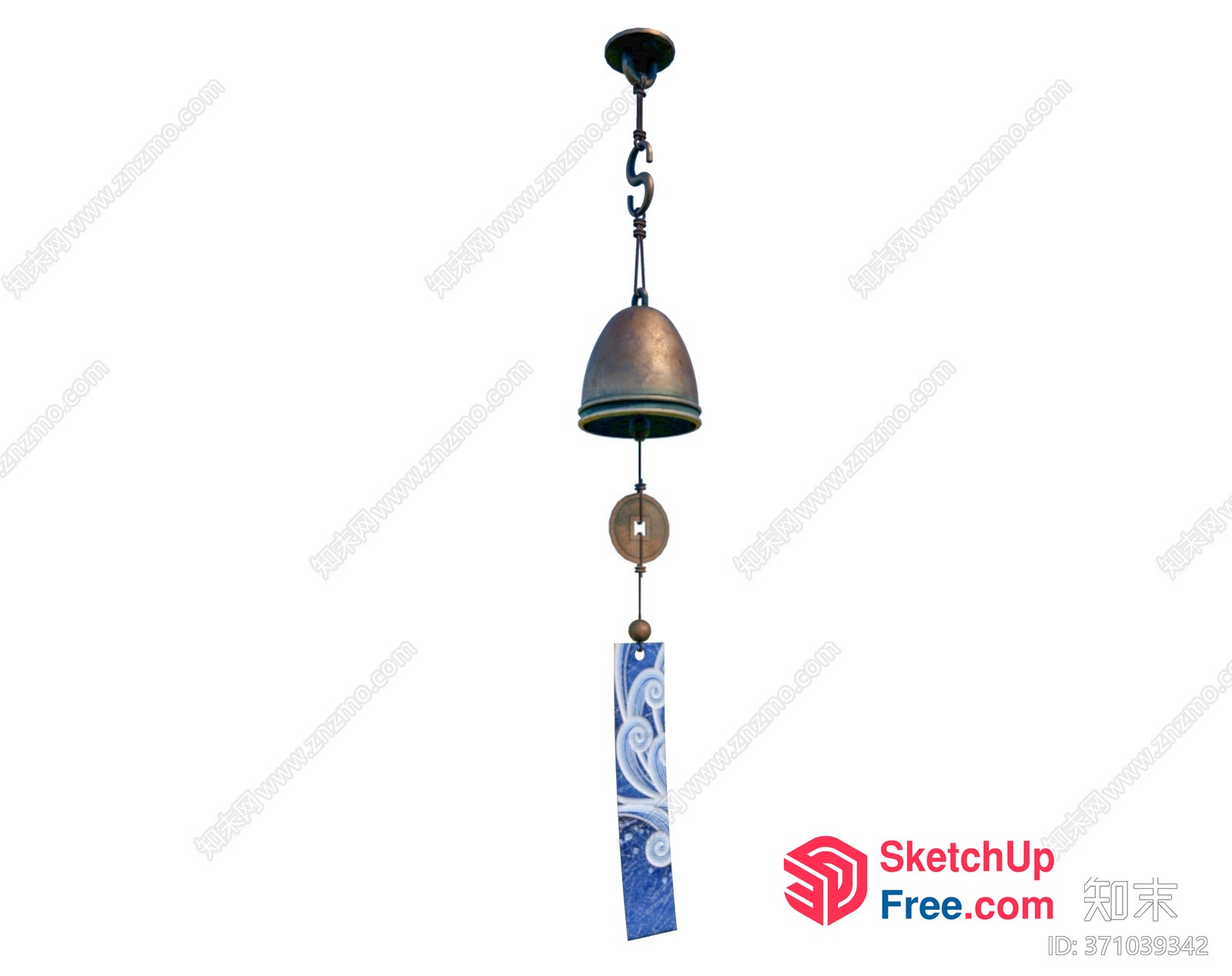 Hanging Wind Chime With Blue And White Accents 3D SketchUp File