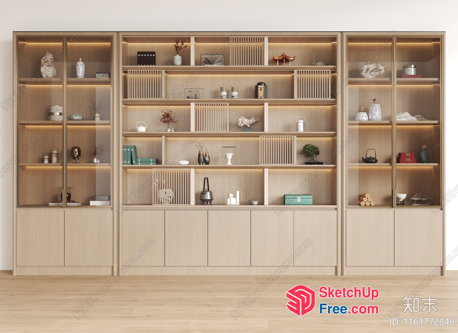 Modern Minimalist Japanese Decor Wall Unit 3D SketchUp File