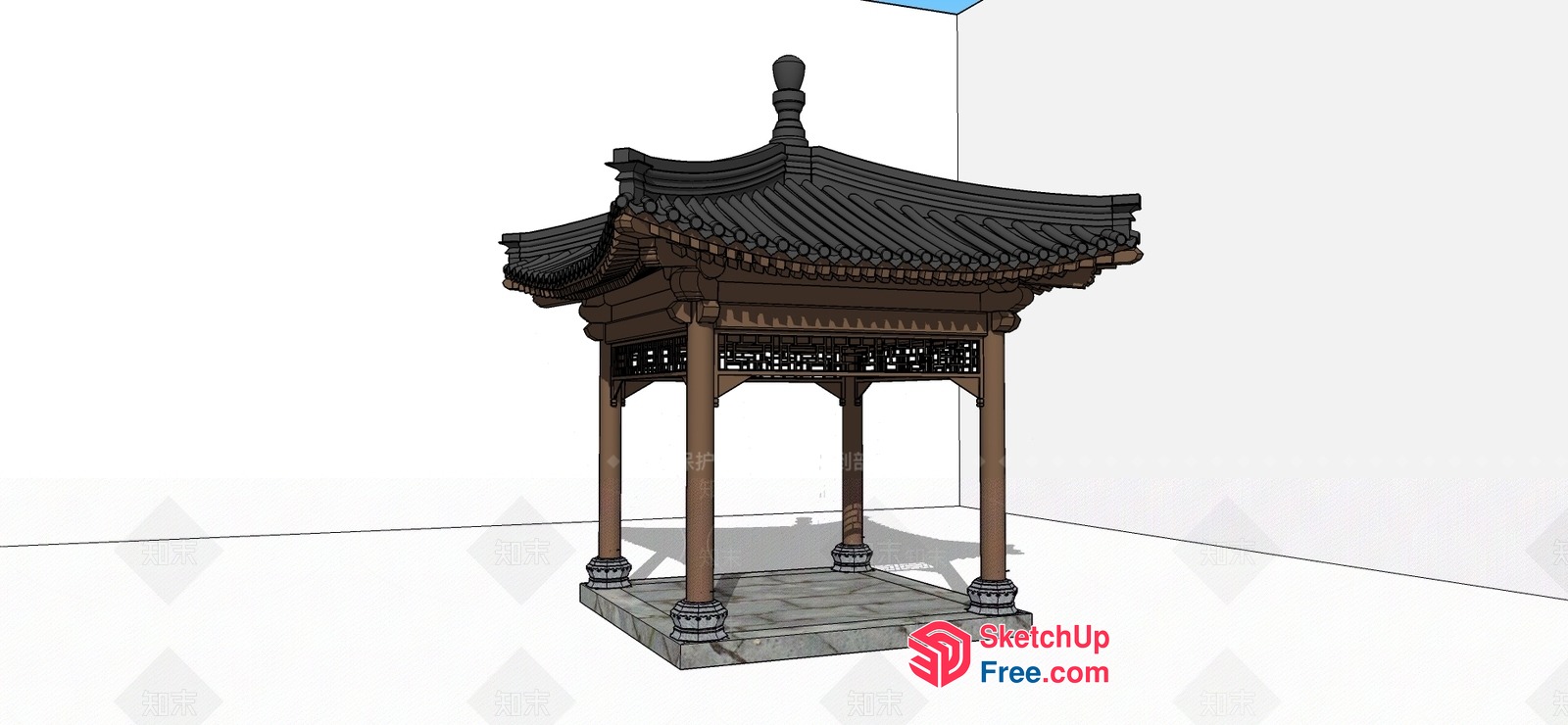 Traditional Asian Pavilion Structure 3D SketchUp File