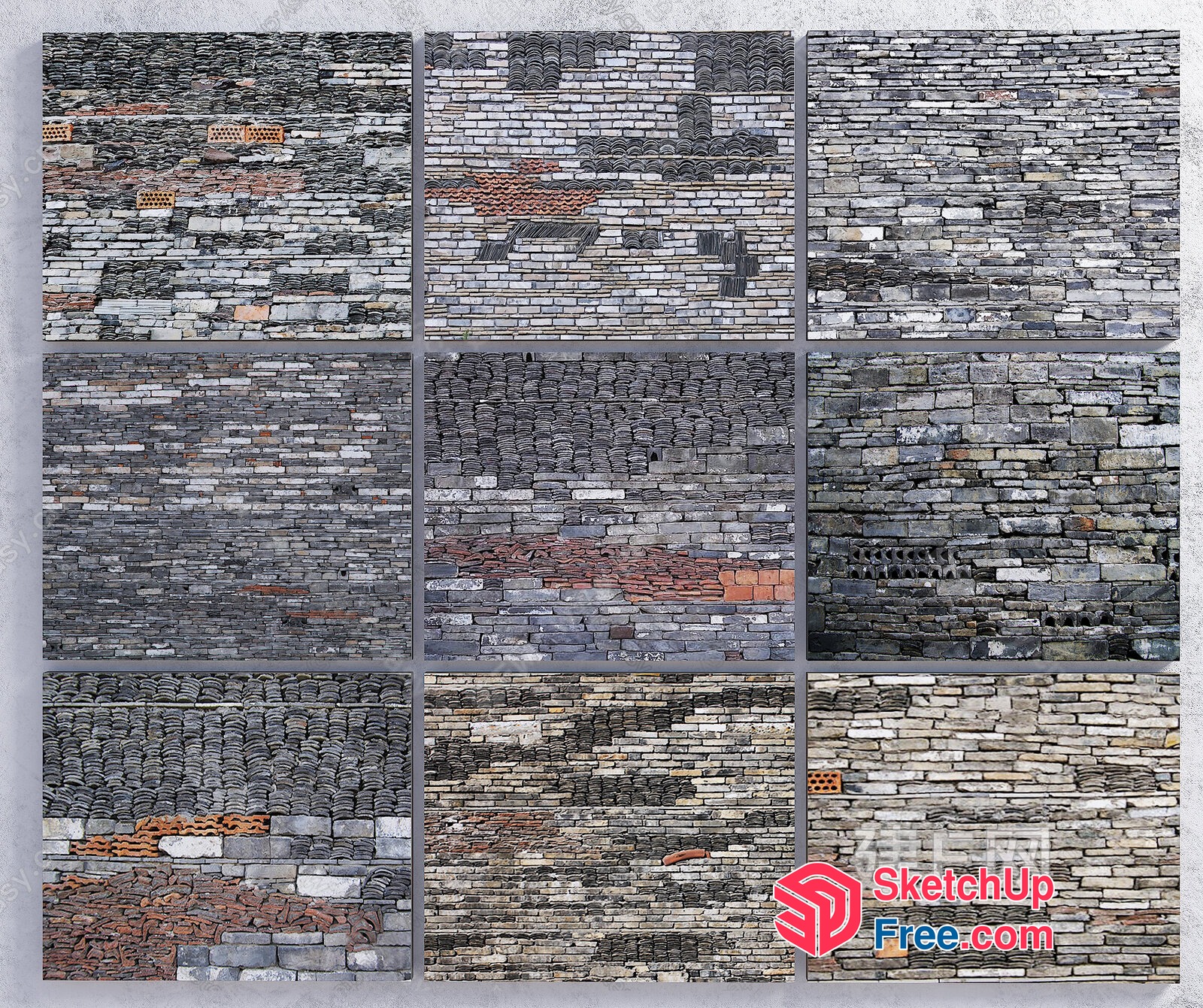 Gray And Brown Stone Wall Patterns 3D SketchUp File
