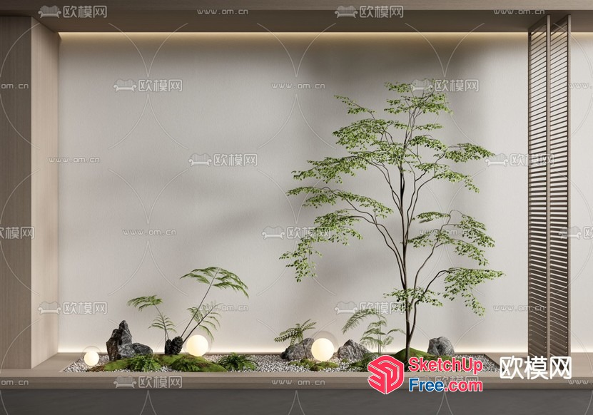 Minimalist Japanese-Inspired Landscape Garden 3D SketchUp File