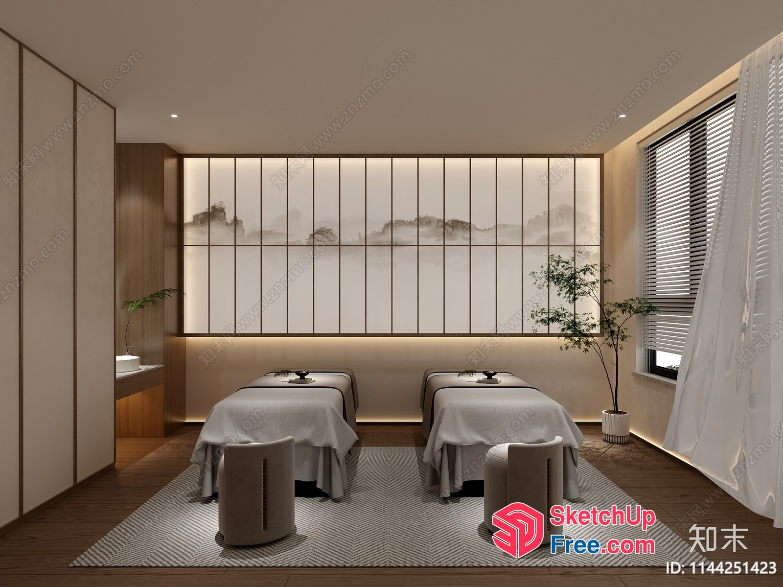 Luxurious Spa Room With Double Massage Beds 3D SketchUp File