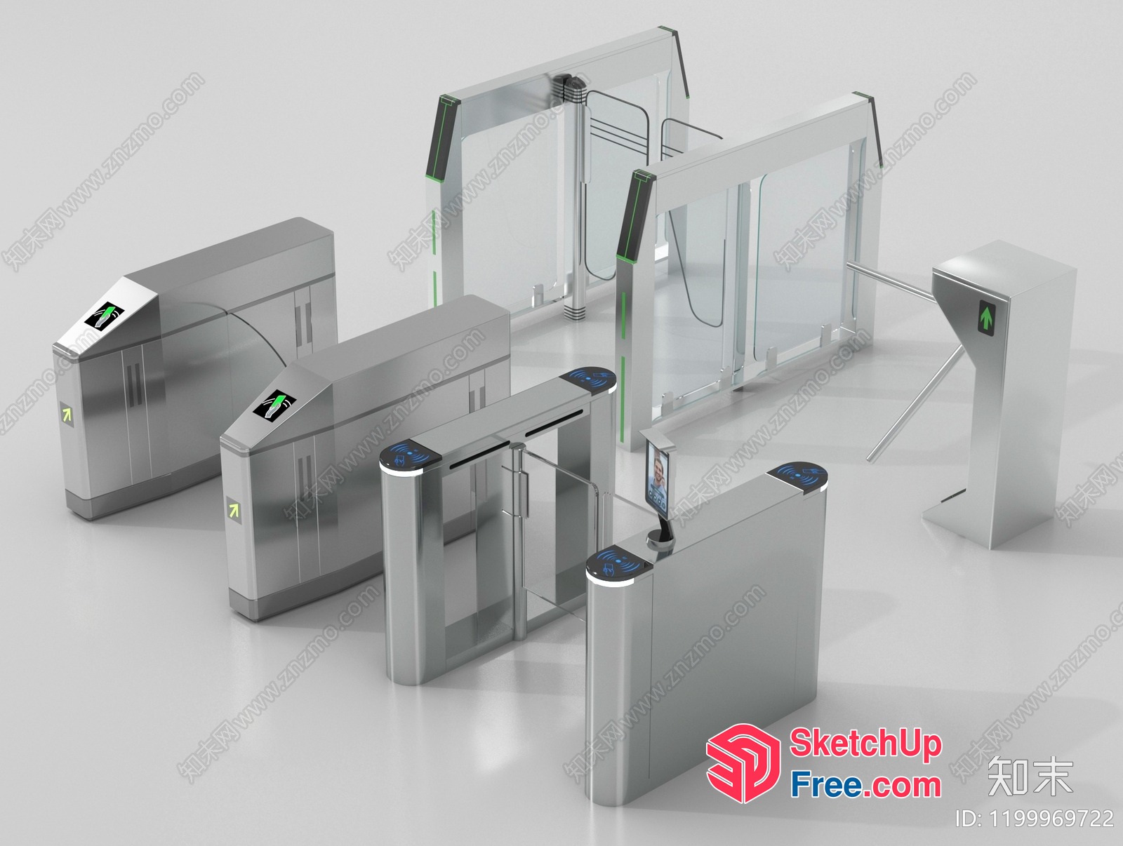 Silver And Glass Entrance And Exit Gates 3D SketchUp File