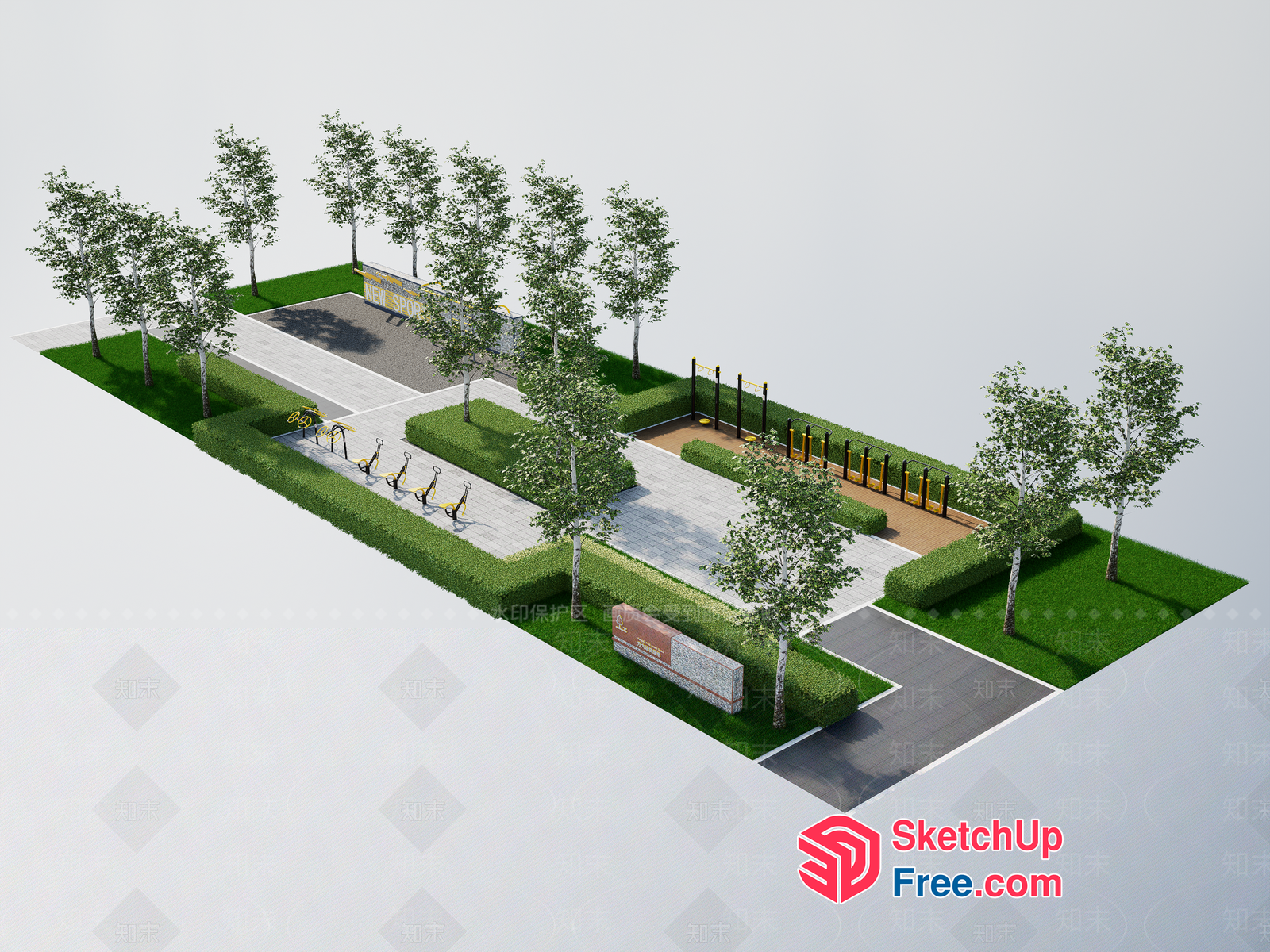 Outdoor Gym And Playground 3D SketchUp File