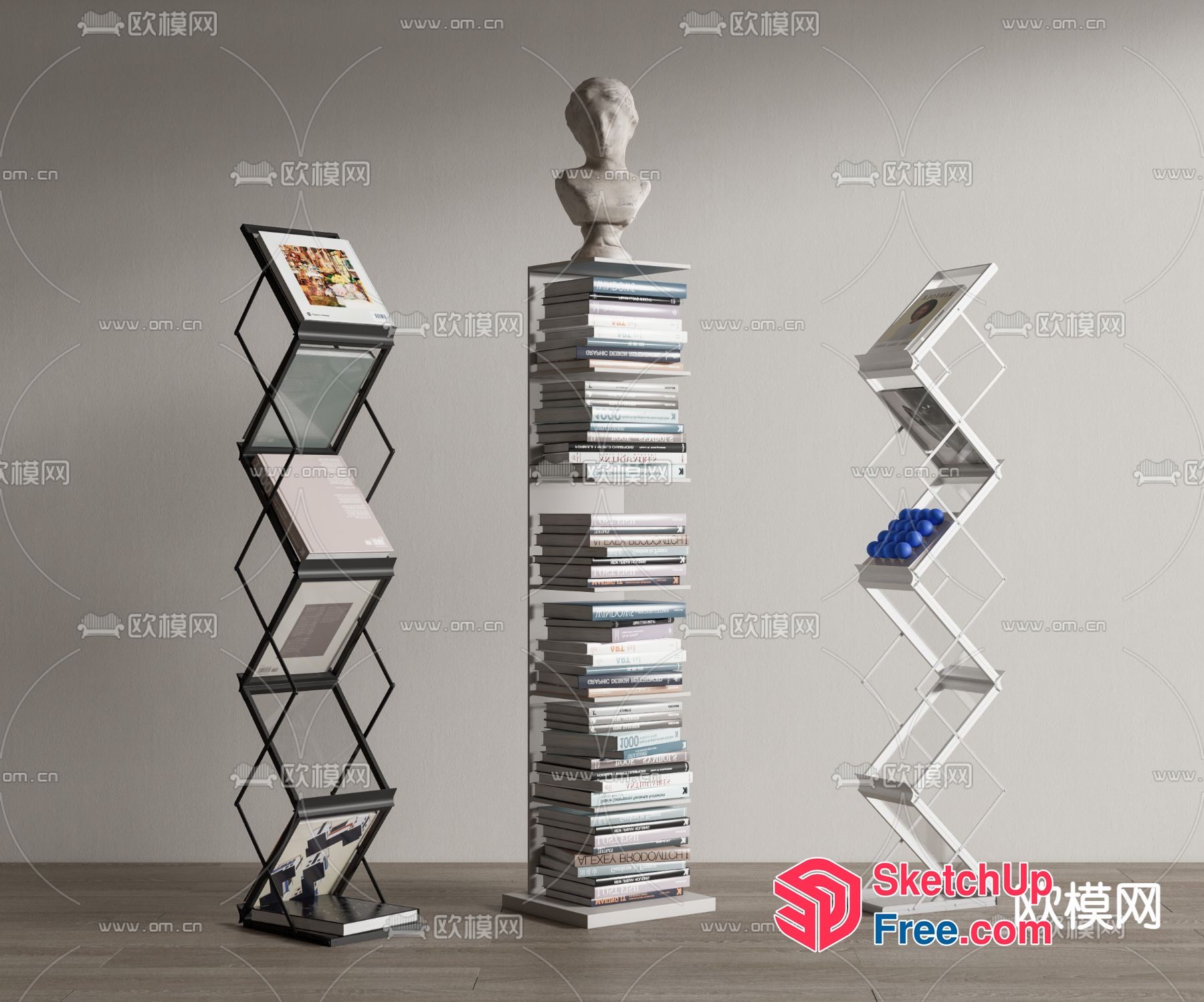 Modern Bookcase And Picture Frame Display 3D SketchUp File
