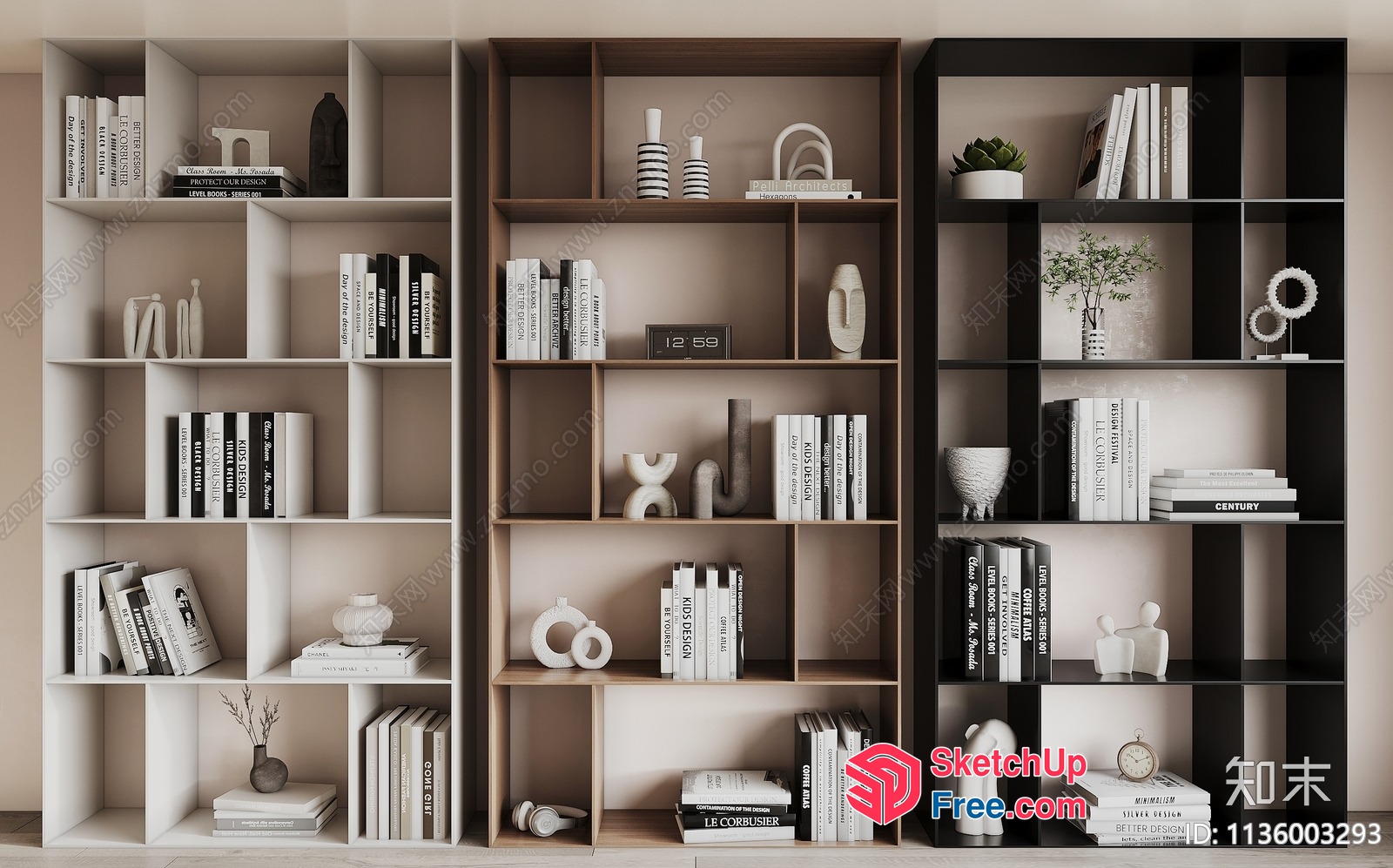 Modern Minimalist Bookcase Collection 3D SketchUp File