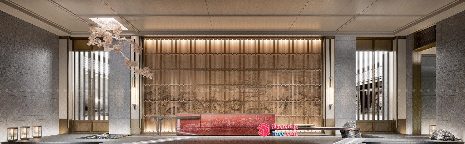 Modern Japanese Style Villa Exterior With Elegant Design 3D SketchUp File