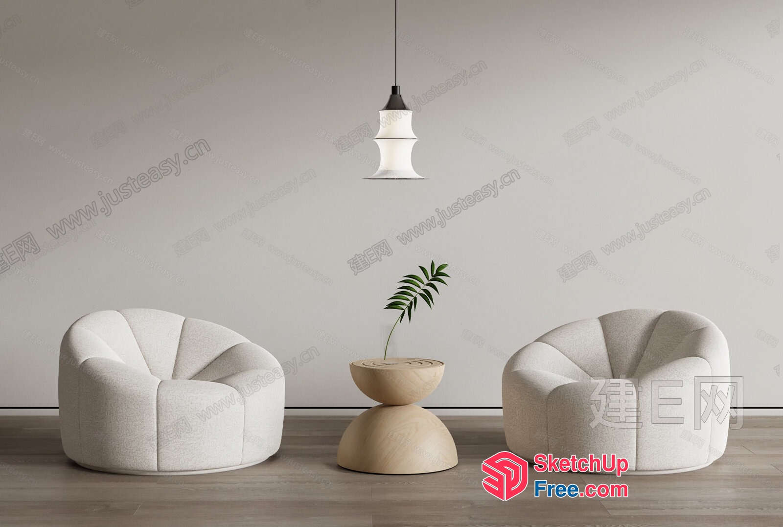 Minimalist Modern Living Room Furniture Set 3D SketchUp File
