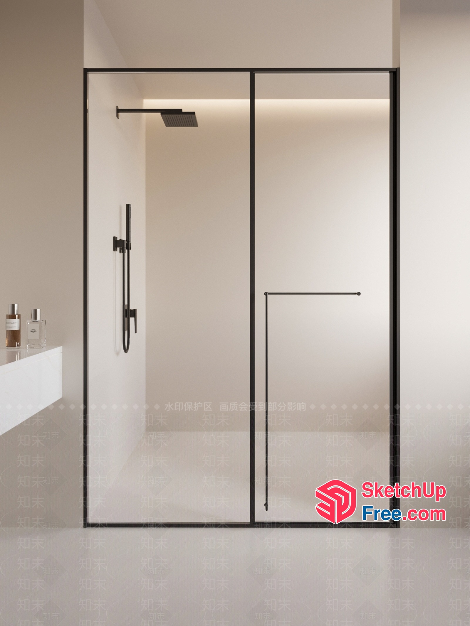 Modern Minimalist Bathroom Shower Area 3D SketchUp File