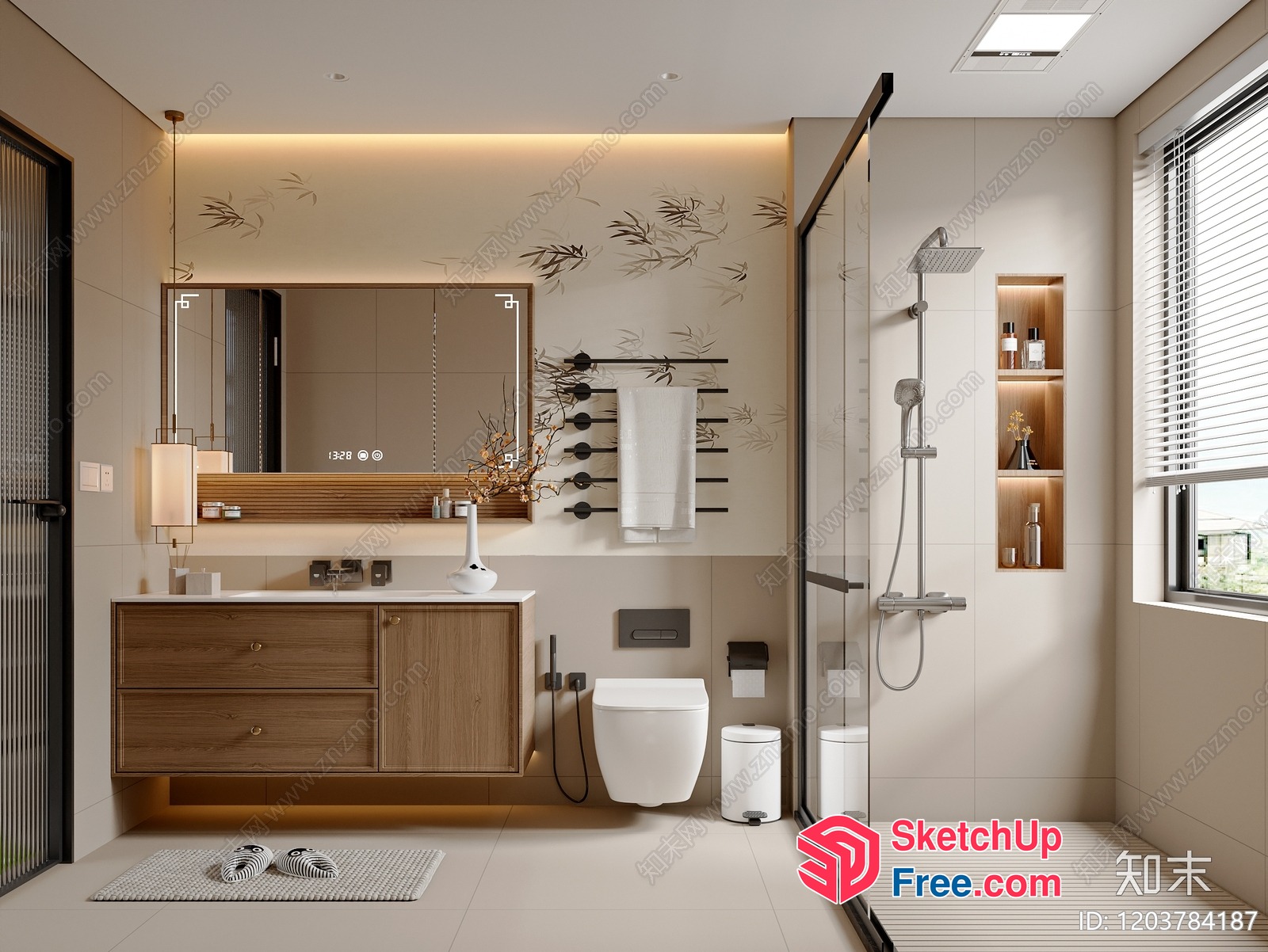 Modern Bathroom With Sleek White And Brown Decor 3D SketchUp File