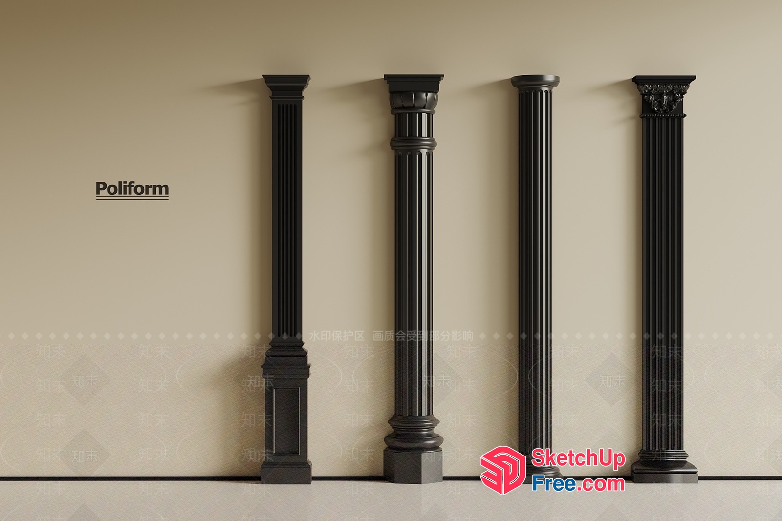 Elegant Pillars For Classic Interiors 3D SketchUp File