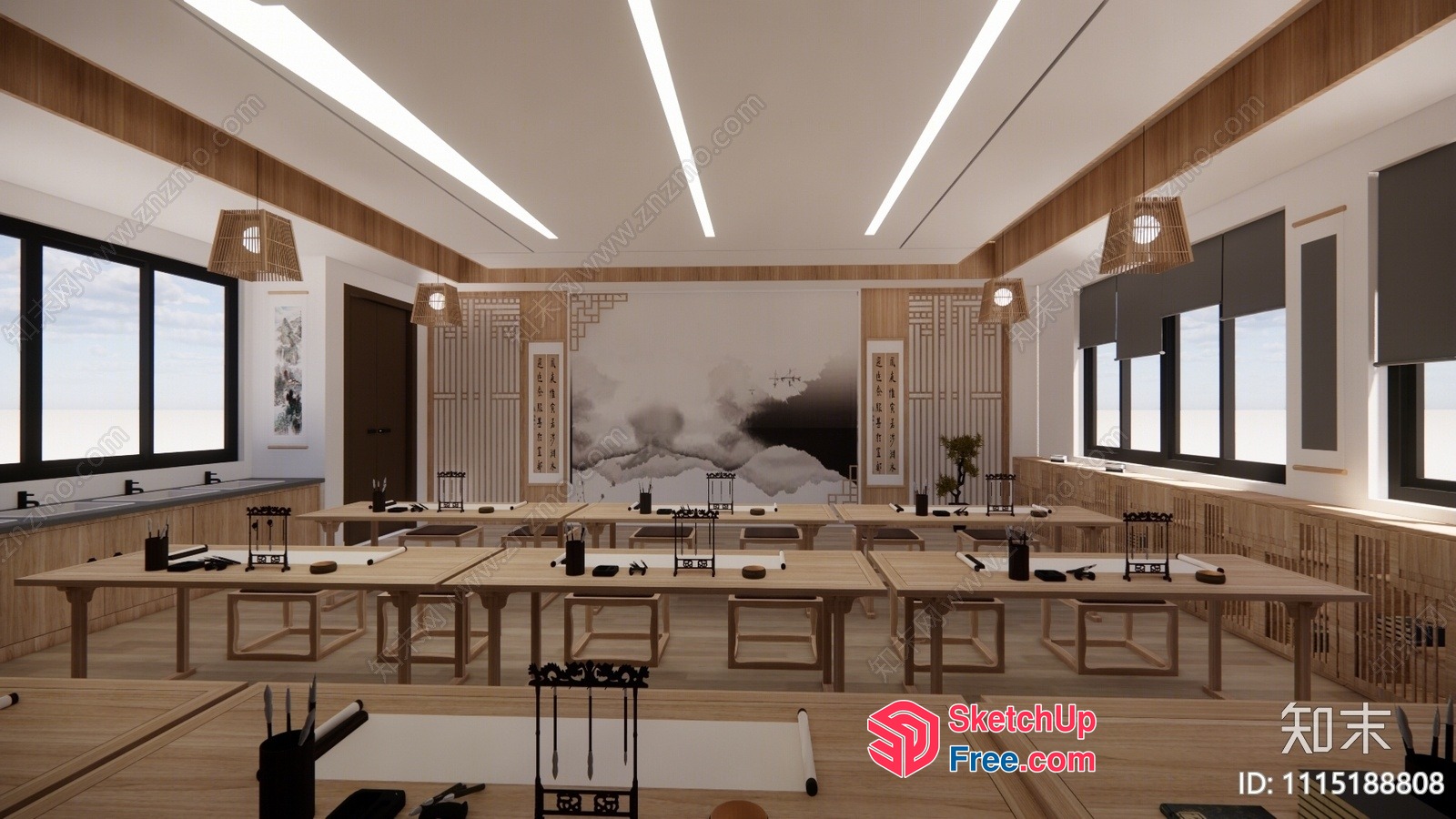 A Modern Asian-Inspired Office Space 3D SketchUp File
