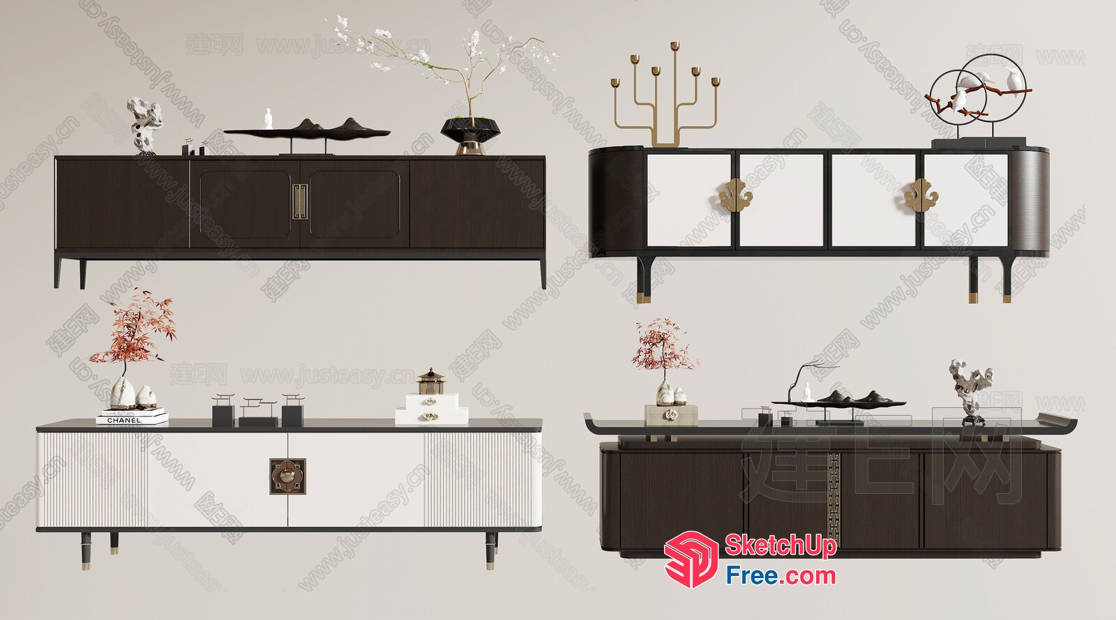 Modern Furniture Arrangement With Decorative Elements 3D SketchUp File