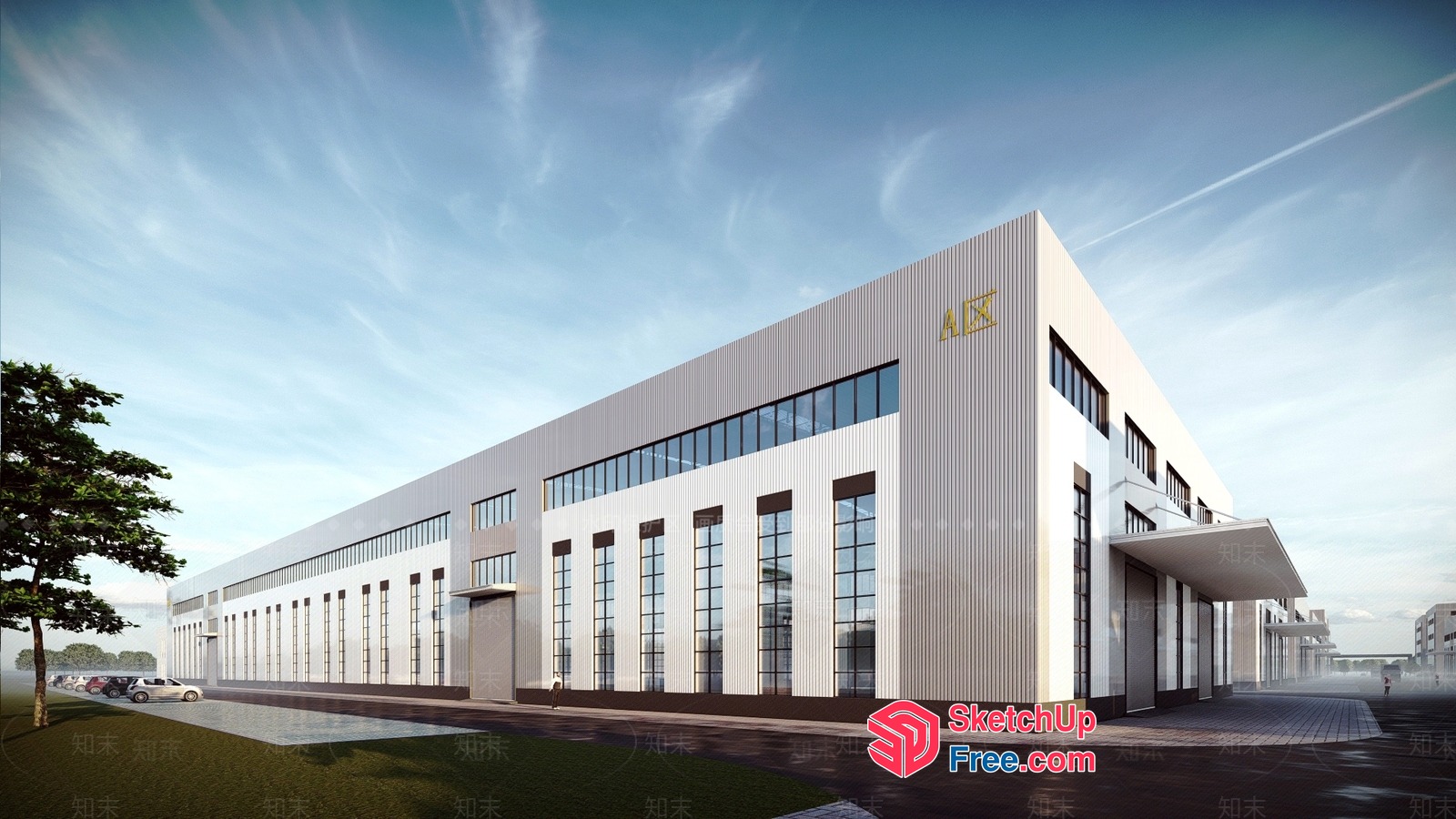 Modern Industrial Building Exterior 3D SketchUp File