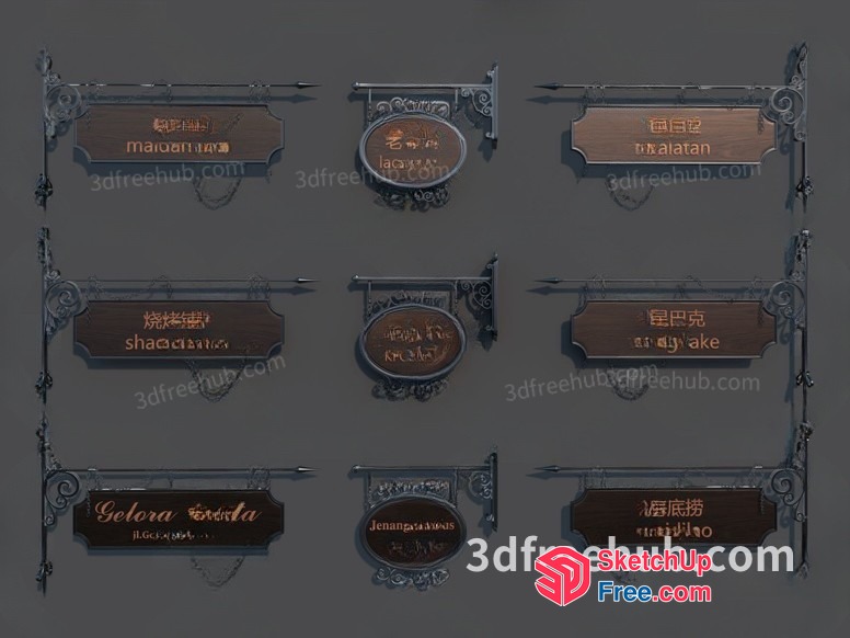 Elegant Traditional Signage Collection 3D SketchUp File