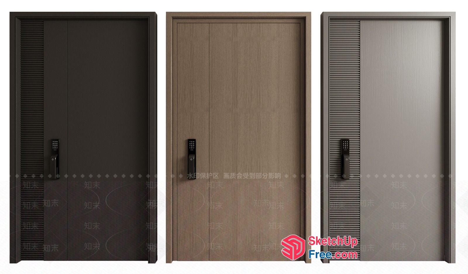Modern Elevator Doors With Sleek Black Handles 3D SketchUp File