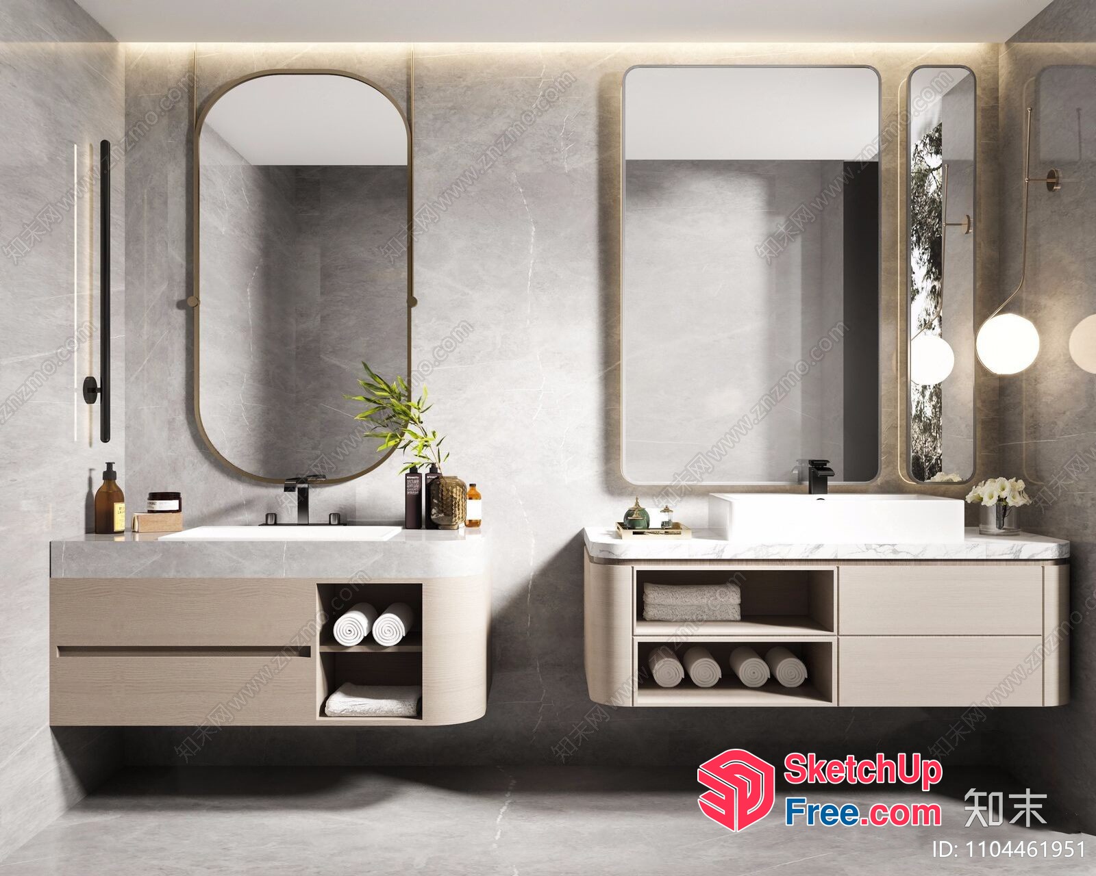Modern Bathroom Interior With White And Gray Tones 3D SketchUp File