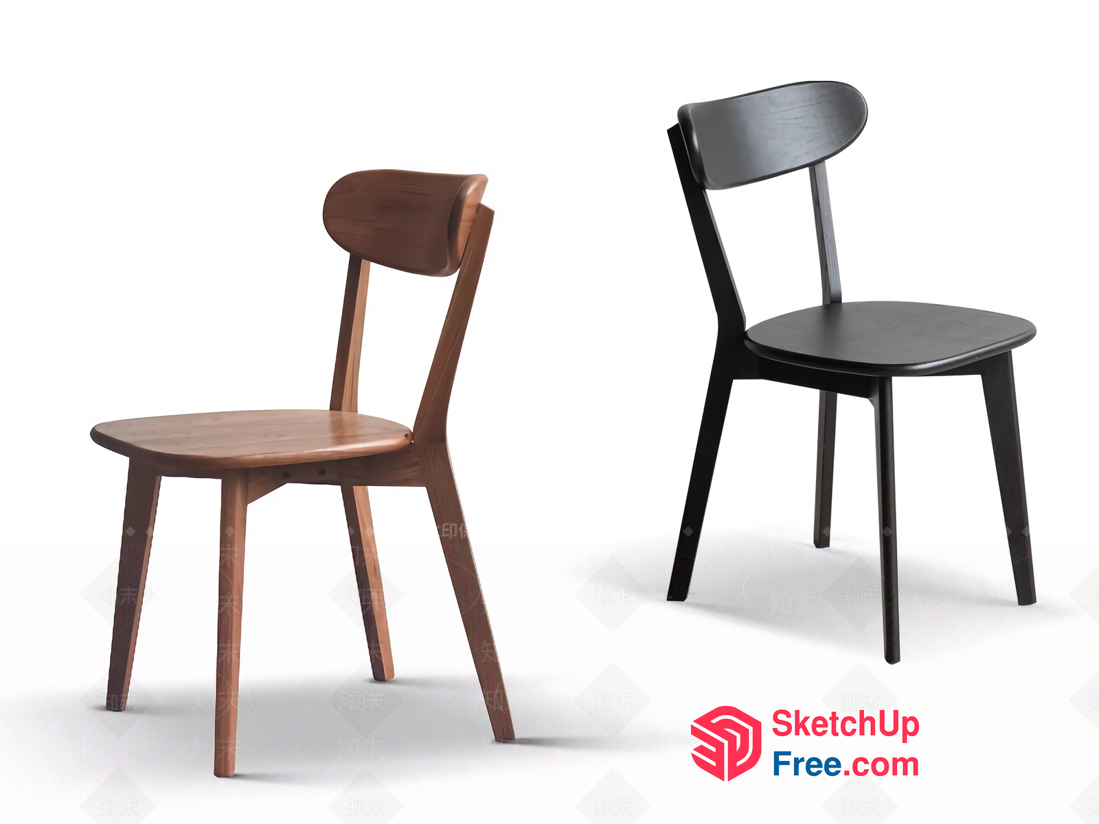 Simple Wooden And Black Chairs For Dining Room 3D SketchUp File