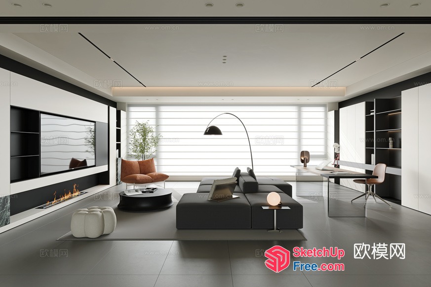 Modern Minimalist Living Room With Sleek Furniture And Neutral Colors 3D SketchUp File