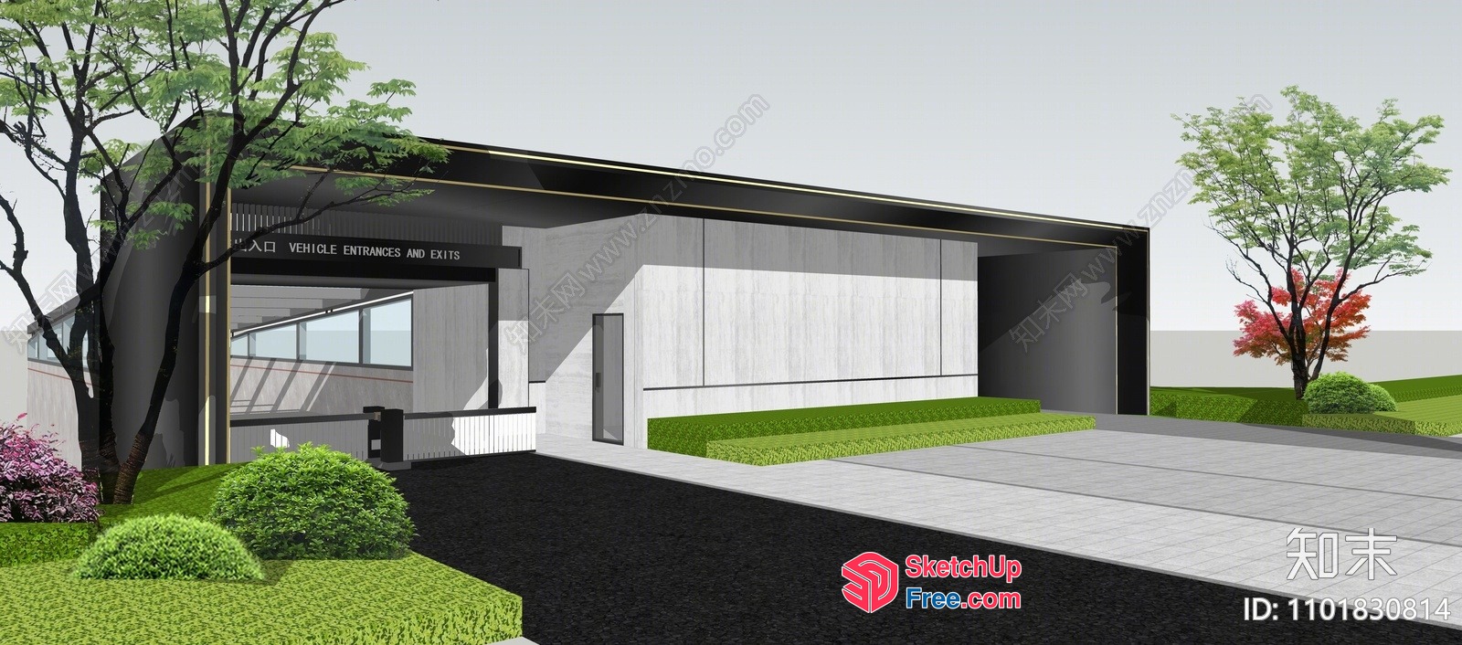 Exterior Modern Minimalist Building Entrance 3D SketchUp File