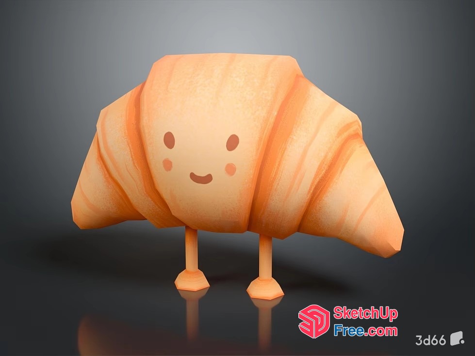 Happy Croissant Character 3D SketchUp File