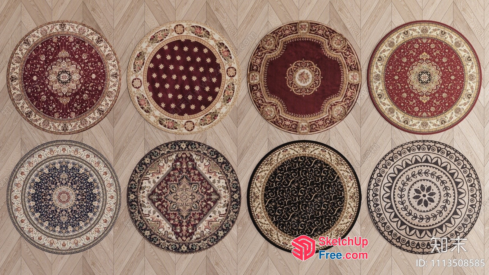 Elegant Round Rugs With Intricate Patterns 3D SketchUp File