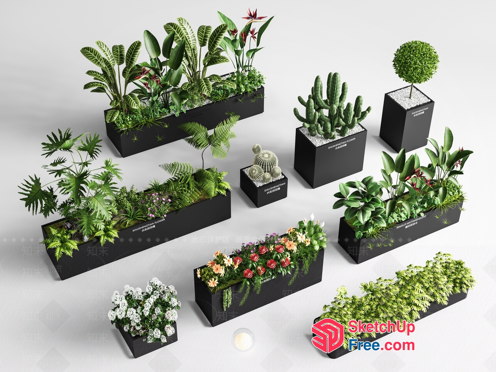 Decorative Potted Plants And Trees 3D SketchUp File